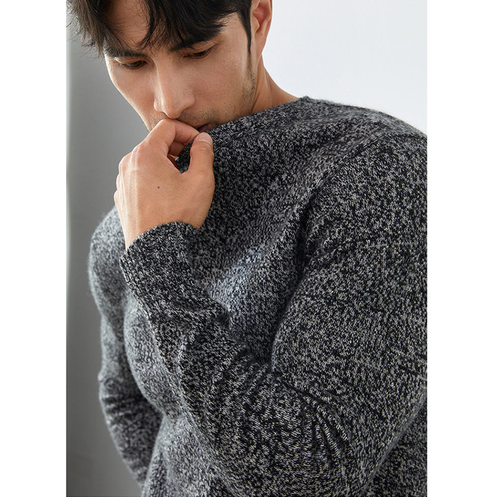 Men's Luxury Marled Crewneck 100% Cashmere Sweater