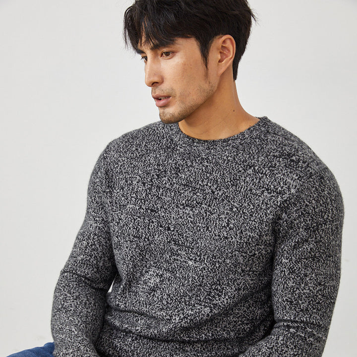 Men's Luxury Marled Crewneck 100% Cashmere Sweater