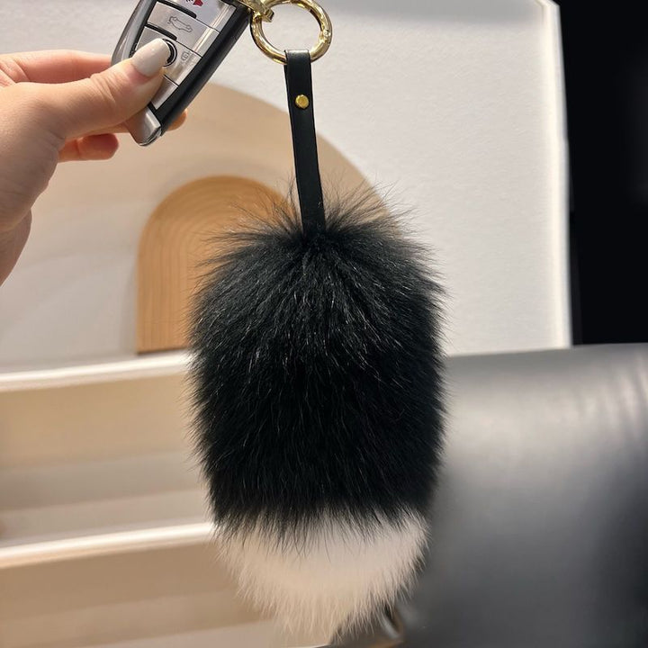 Cute Small Tail Real Fox Fur Keychain Luxury Fluffy Fur Bag Charm