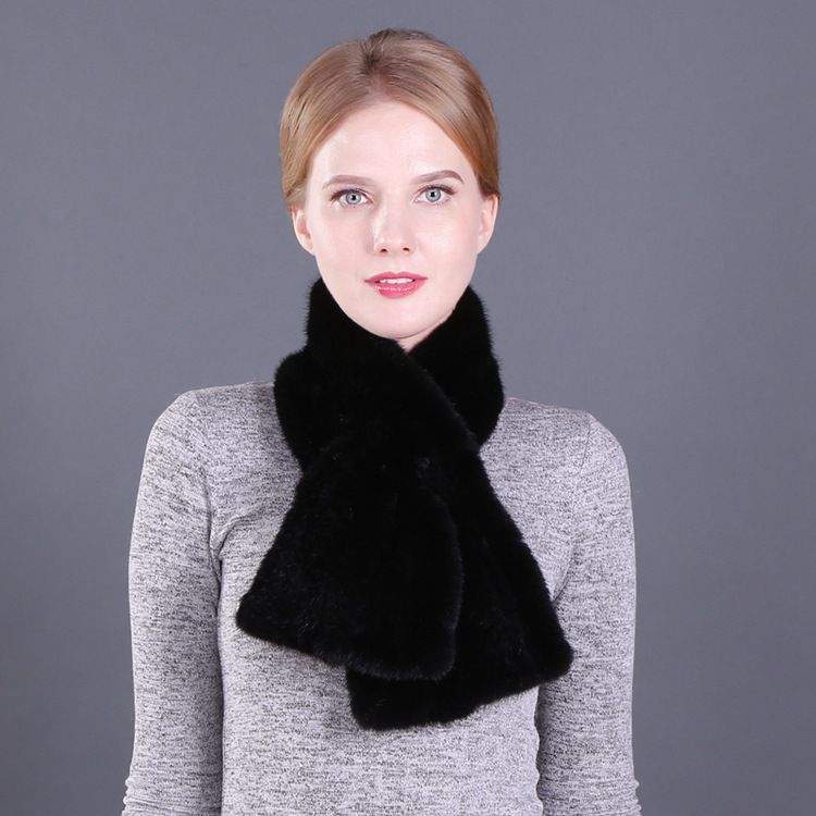Elegant Real Mink Fur Knitted Scarf Luxury Winter Scarf for Cold Weather