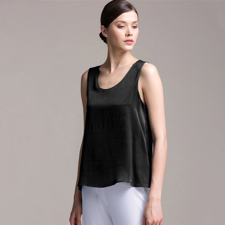 22 Momme Round Neck Silk Tank Top For Women