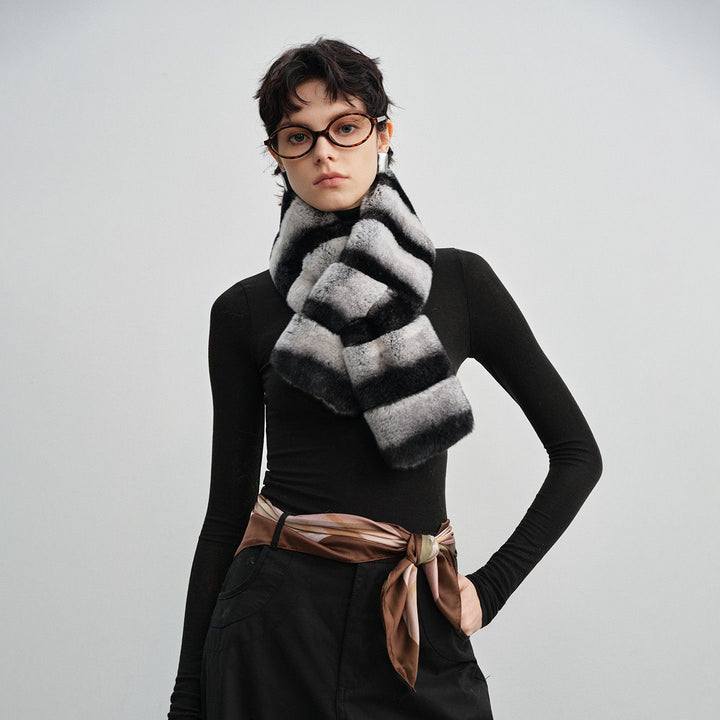 Women's Ombre Rabbit Fur Winter Warm Wrap Scarf