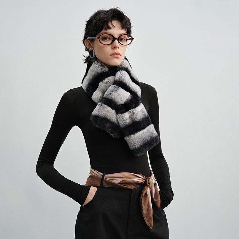 Women's Ombre Rabbit Fur Winter Warm Wrap Scarf