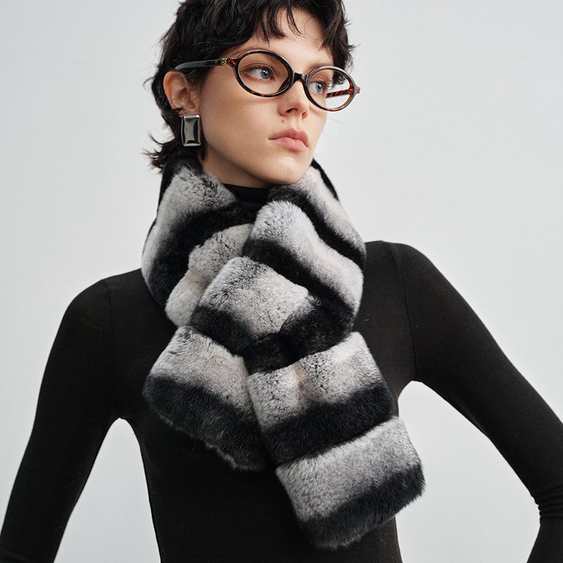 Women's Ombre Rabbit Fur Winter Warm Wrap Scarf