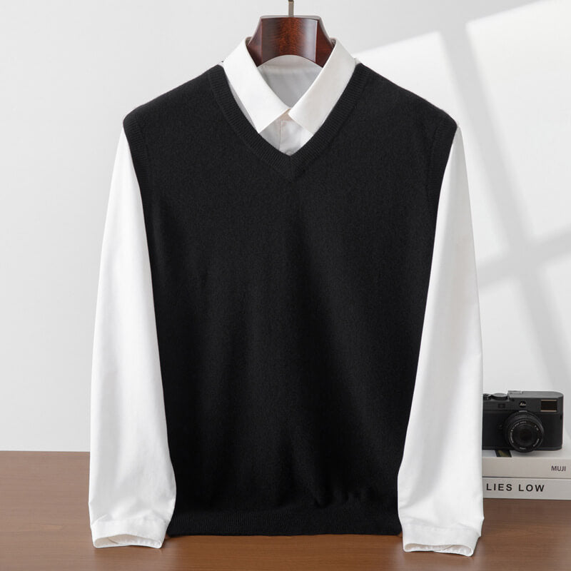 Men's Classic 100% Cashmere V-Neck Sweater Vest