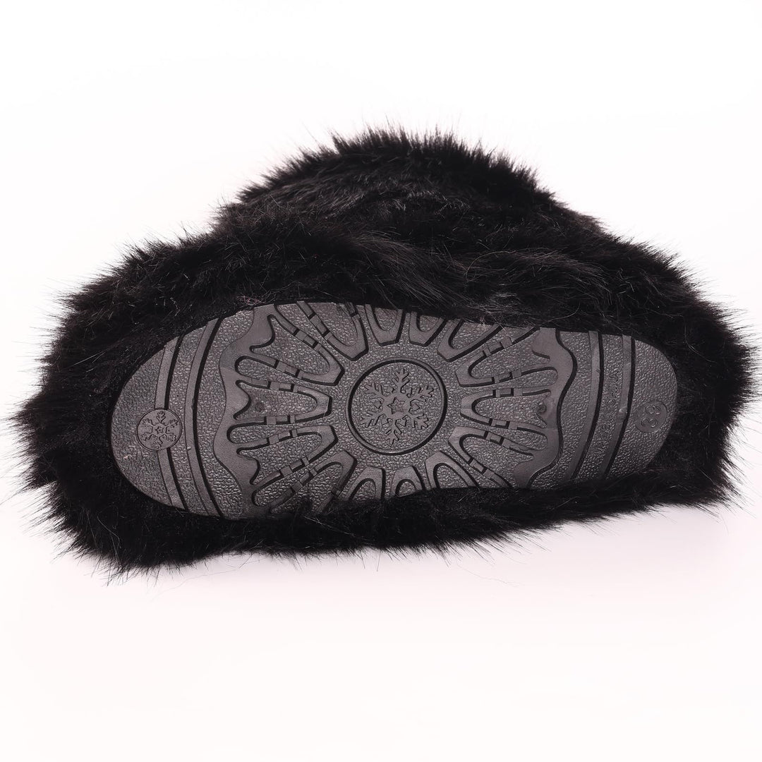 Faux Fox Fur Snow Boots for Women Winter Furry Cozy Slip-On Ankle Fur Boots