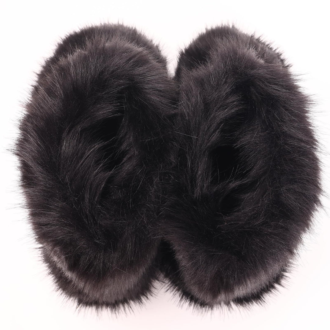 Faux Fox Fur Snow Boots for Women Winter Furry Cozy Slip-On Ankle Fur Boots