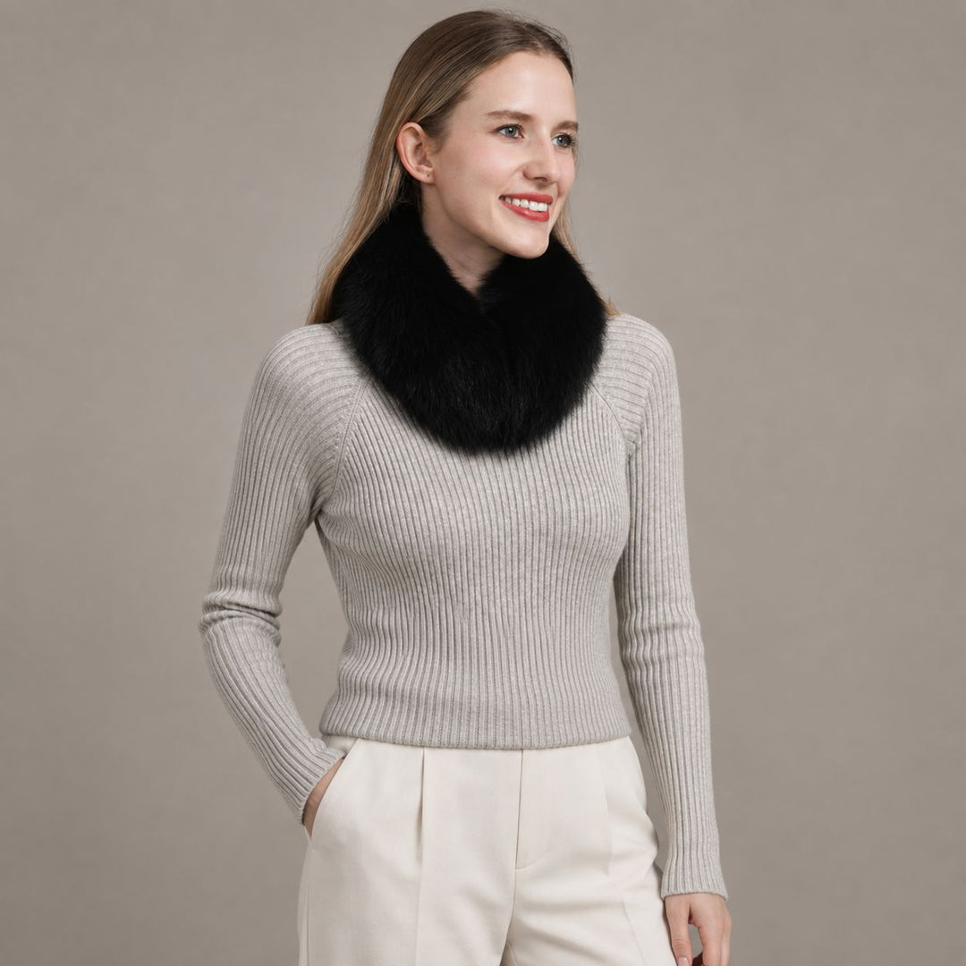Women’s Real Fox Fur Collar Scarf Genuine Plush Winter Neck Warmer Wrap