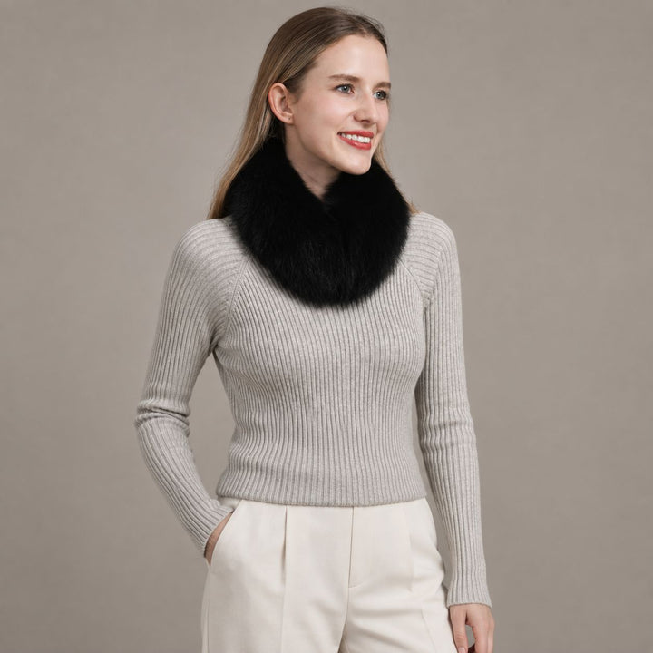 Women’s Real Fox Fur Collar Scarf Genuine Plush Winter Neck Warmer Wrap