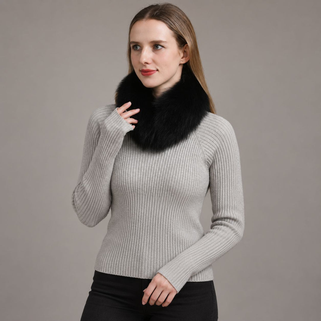 Women’s Real Fox Fur Collar Scarf Genuine Plush Winter Neck Warmer Wrap