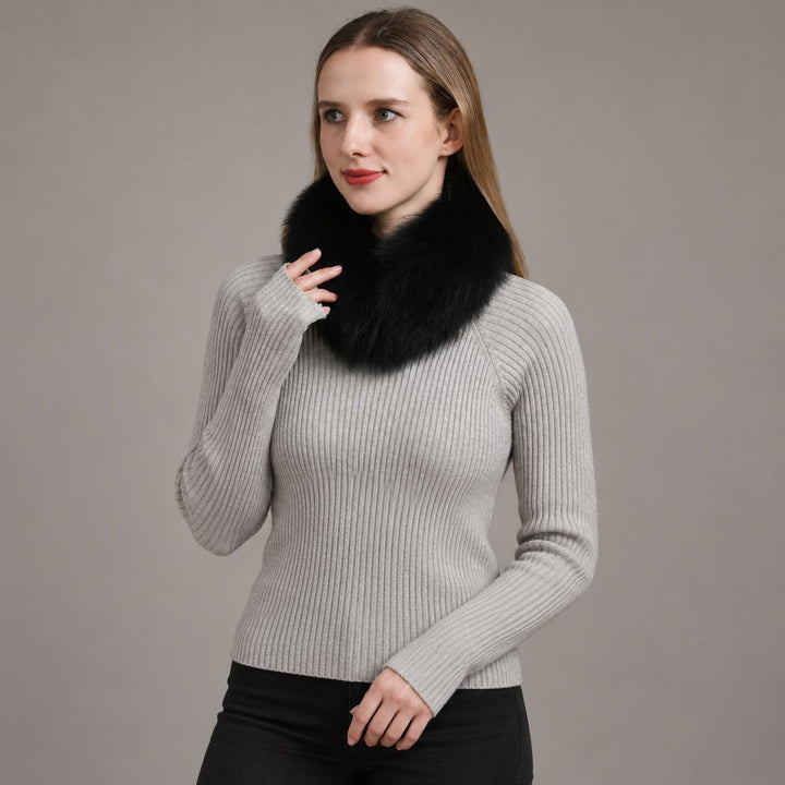 Women’s Real Fox Fur Collar Scarf Genuine Plush Winter Neck Warmer Wrap