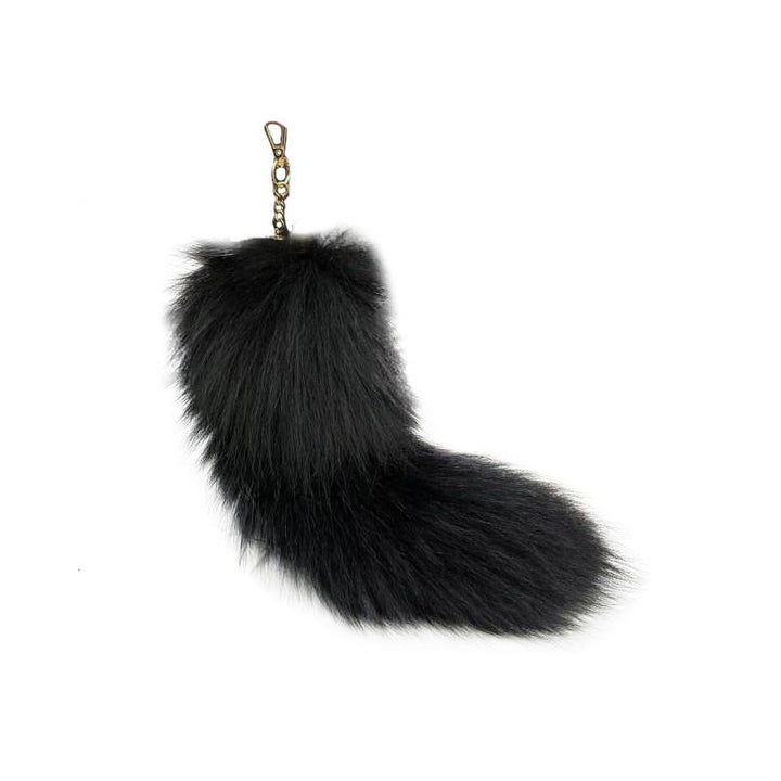 Natural Color Real Fox Fur Tail Keychain Oversized Fluffy Plush Bag Charm