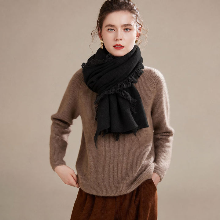 Fringed Cashmere Long Scarf Wrap for Women