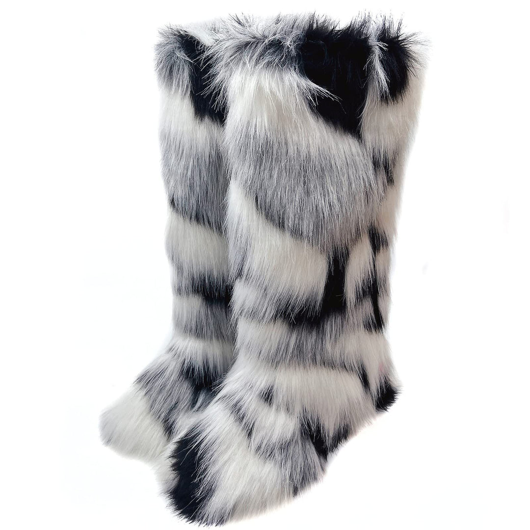 Womens Faux Fur Boot Winter Fluffy Long Furry Boots for Girls Outdoor Fuzzy Knee-High Boots