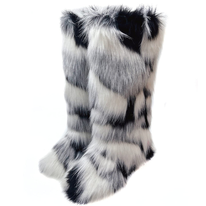 Womens Faux Fur Boot Winter Fluffy Long Furry Boots for Girls Outdoor Fuzzy Knee-High Boots