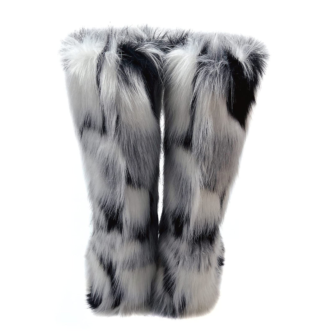 Womens Faux Fur Boot Winter Fluffy Long Furry Boots for Girls Outdoor Fuzzy Knee-High Boots