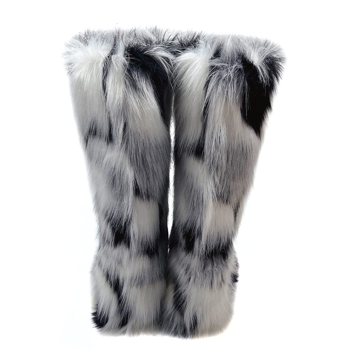 Womens Faux Fur Boot Winter Fluffy Long Furry Boots for Girls Outdoor Fuzzy Knee-High Boots