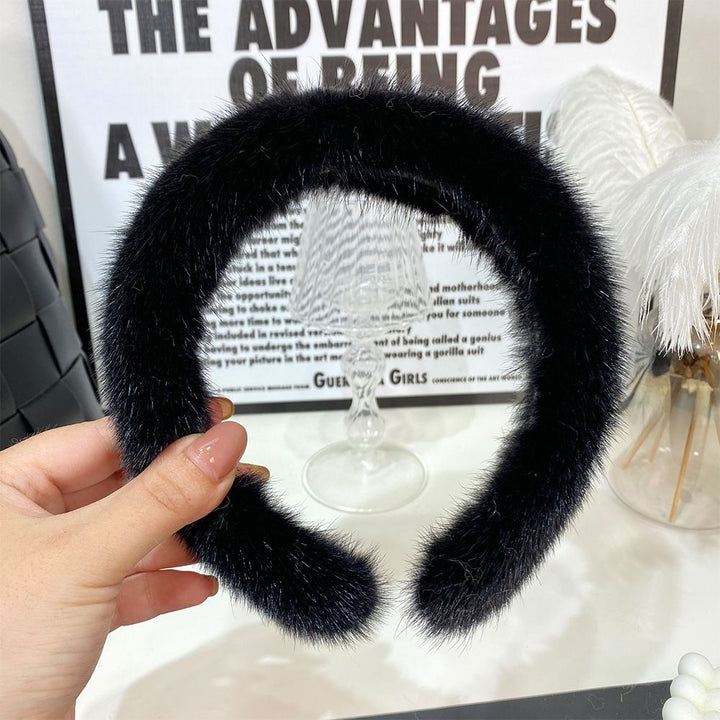 Elegant Real Mink Fur Headband for Women Soft Fuzzy Hairband Hair Accessory