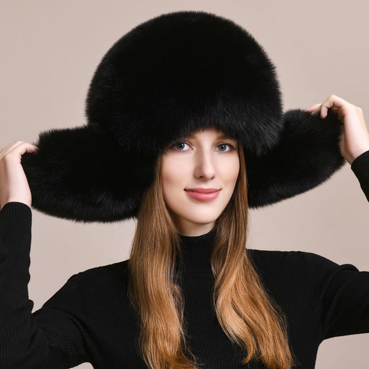 Luxury Genuine Fox Fur Trapper Hat Full Pelt Winter Pom Pom Hat Cold Wether Ushanka for Women