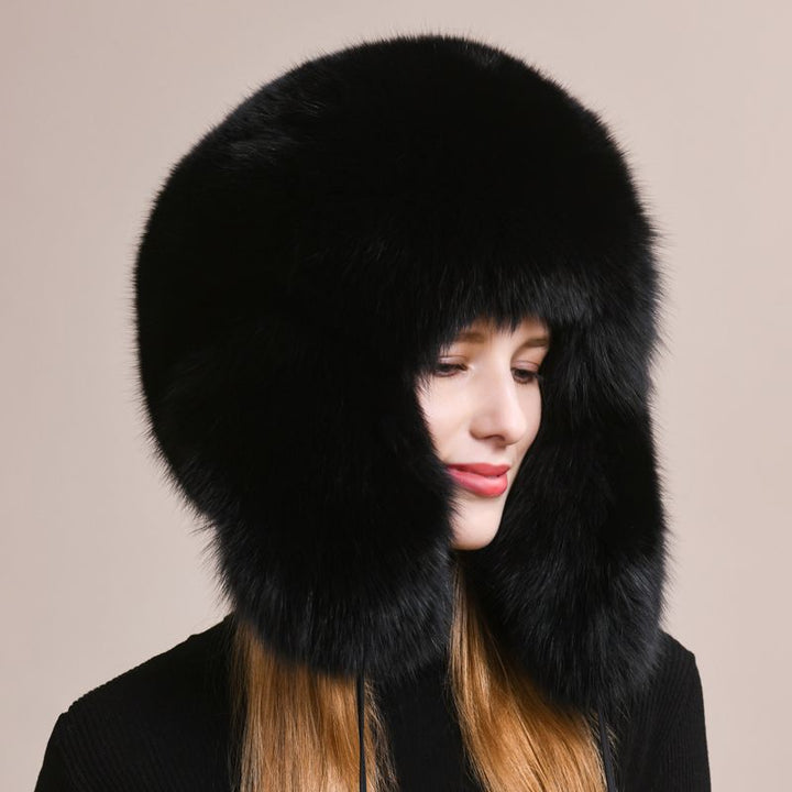 Luxury Genuine Fox Fur Trapper Hat Full Pelt Winter Pom Pom Hat Cold Wether Ushanka for Women