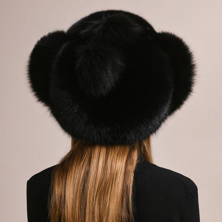 Luxury Genuine Fox Fur Trapper Hat Full Pelt Winter Pom Pom Hat Cold Wether Ushanka for Women