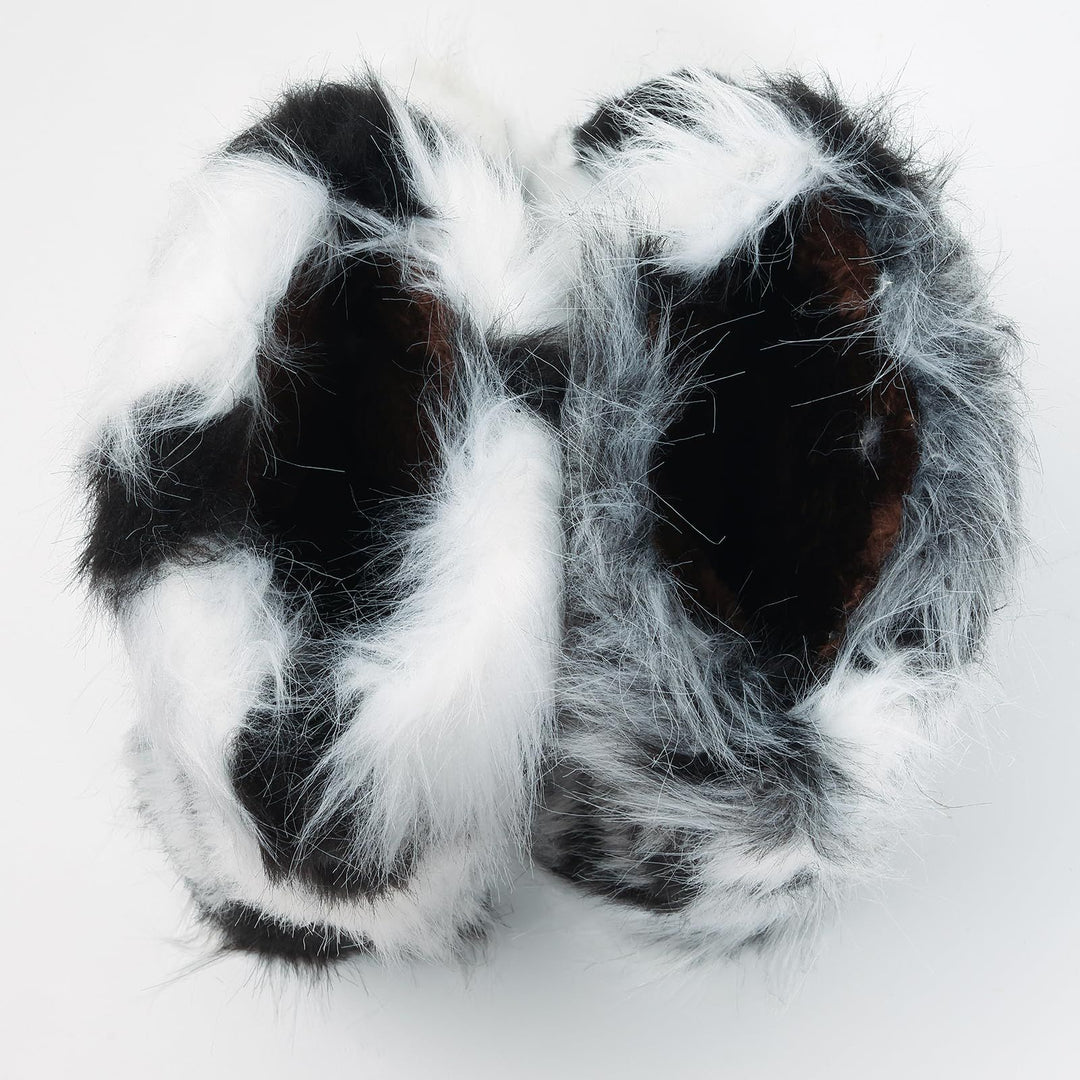 Vibrant Patchwork Faux Fur Boots Women Colorful Winter Furry Snow Boots Footwear