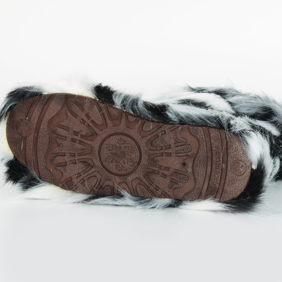 Vibrant Patchwork Faux Fur Boots Women Colorful Winter Furry Snow Boots Footwear