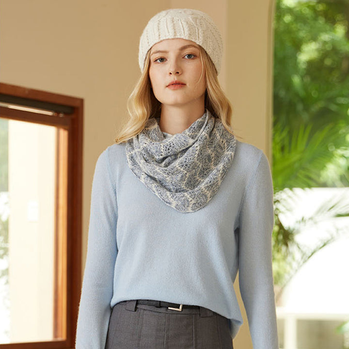 All Seasons Patterned Pure Cashmere Triangle Shawl Scarf