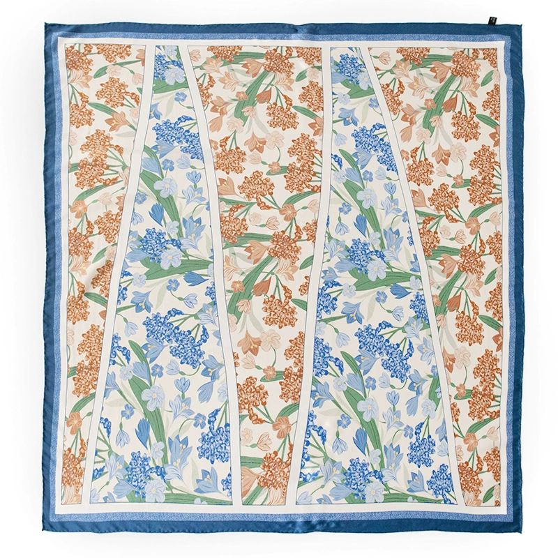 41" x 41" Classic Bloom Floral Paisley Butterfly Vintage Printed 100% Mulberry Silk Charmeuse Square Scarf