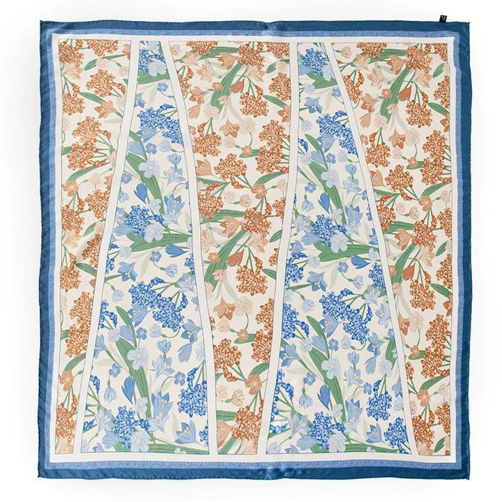 41" x 41" Classic Bloom Floral Paisley Butterfly Vintage Printed 100% Mulberry Silk Charmeuse Square Scarf