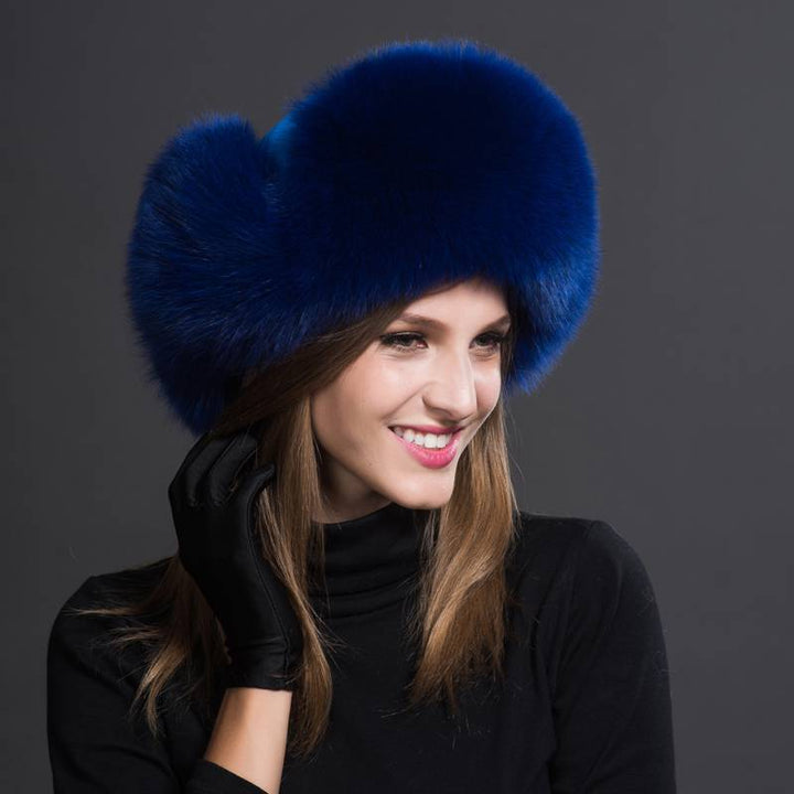 Real Fox Fur Trapper Hats for Women Winter Outdoor Cold Weather Fluffy Fuzzy Furry Genuine Fur Hats