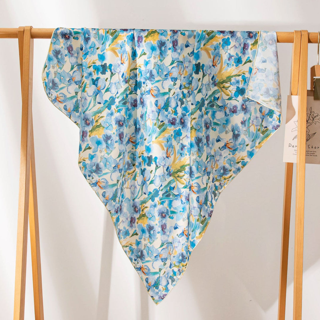 35" x 35" Floral Printed Large Silk Sqaure Scarf Women's Mulberry Silk Head Wrap