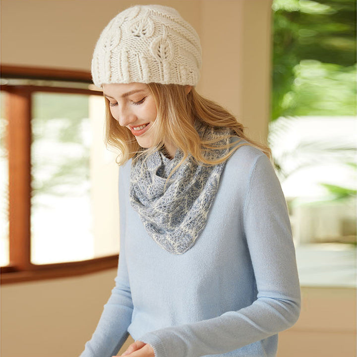 All Seasons Patterned Pure Cashmere Triangle Shawl Scarf