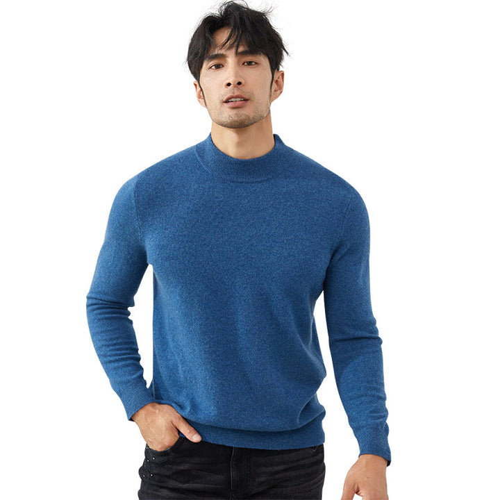 Men's Classic Mock Neck 100% Cashmere Pullover Sweater