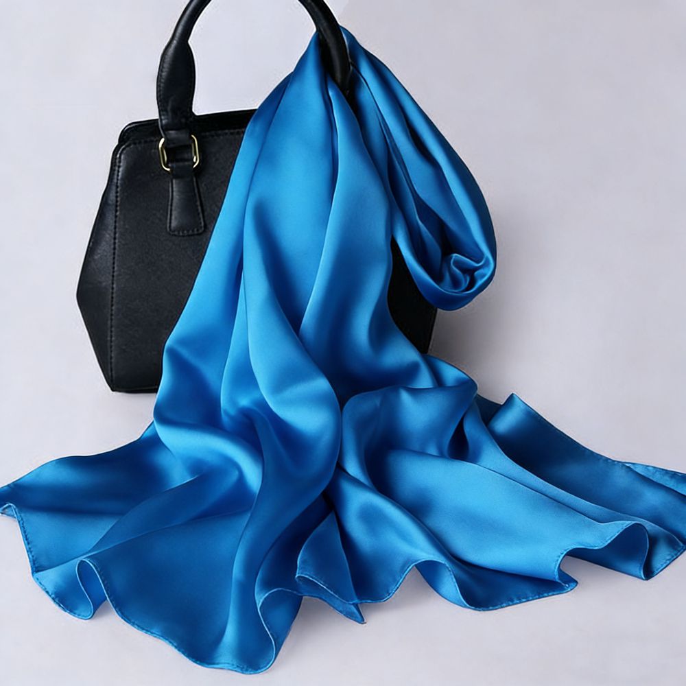 69" x 21" Classic Solid Color 100% Mulberry Silk Long Scarf for Women