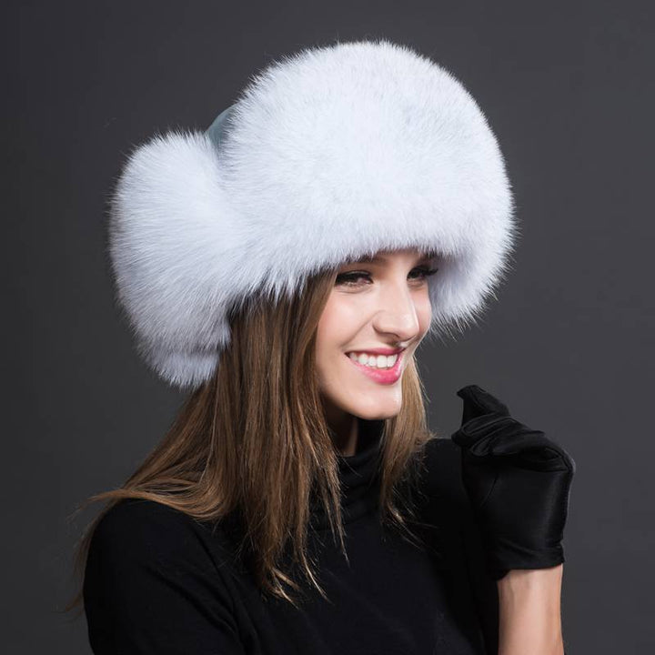 Real Fox Fur Trapper Hats for Women Winter Outdoor Cold Weather Fluffy Fuzzy Furry Genuine Fur Hats