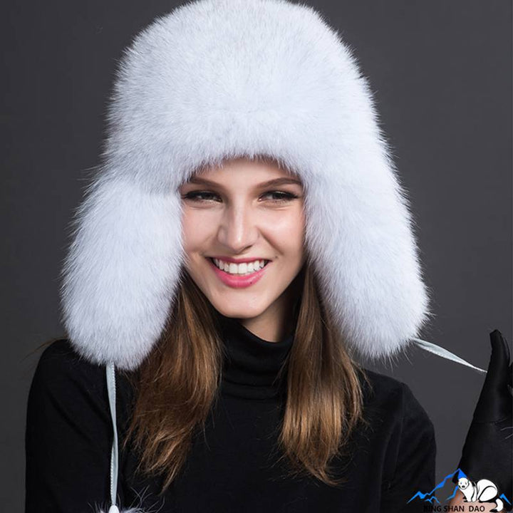 Real Fox Fur Trapper Hats for Women Winter Outdoor Cold Weather Fluffy Fuzzy Furry Genuine Fur Hats