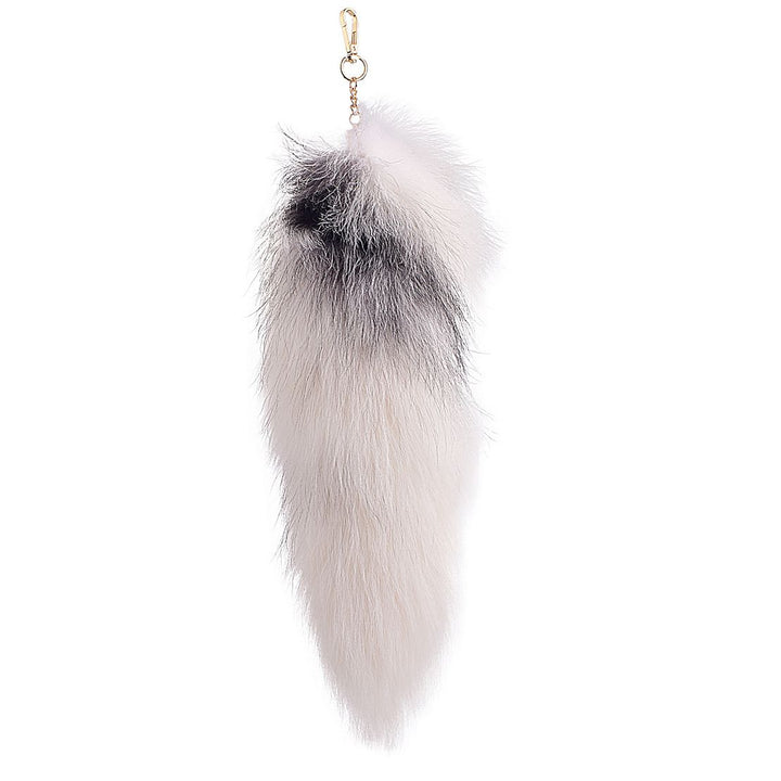 Natural Color Real Fox Fur Tail Keychain Oversized Fluffy Plush Bag Charm