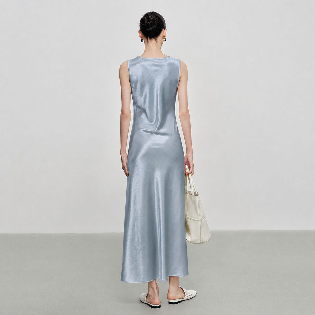 Scoop-Neck 100% Mulberry Silk Sleeveless Slip Dress
