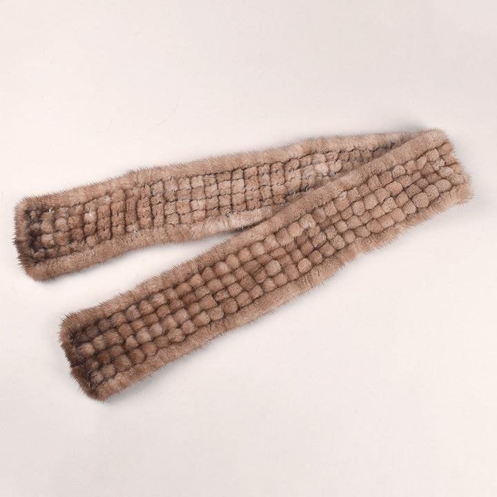 Hand-knitted Playful Pom-Pom Real Mink Fur Scarf for Women Luxury Winter Scarf