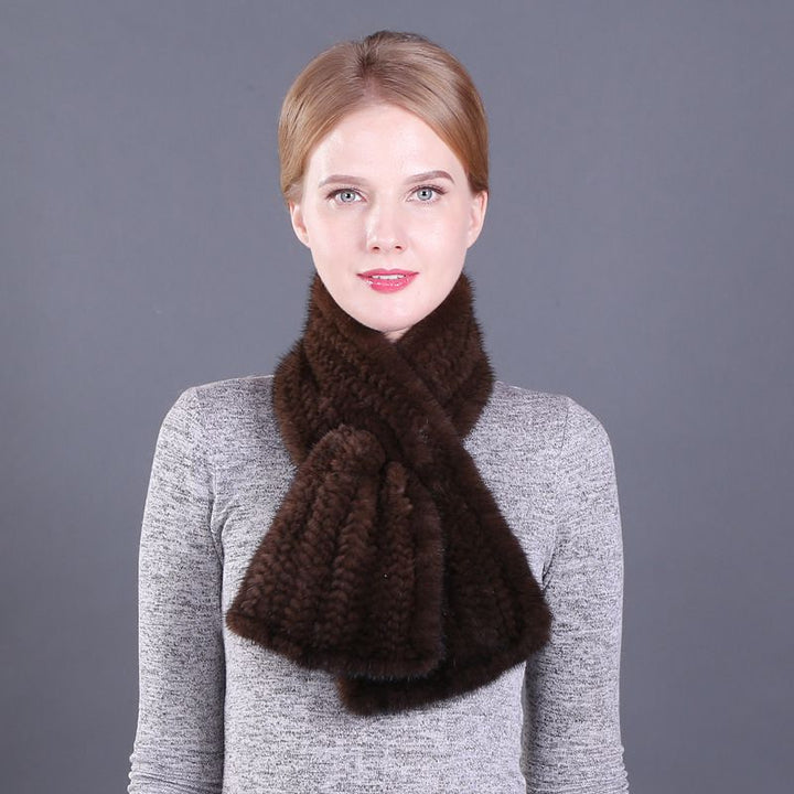 Elegant Real Mink Fur Knitted Scarf Luxury Winter Scarf for Cold Weather
