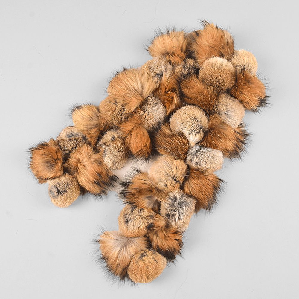 Pom-Pom Rabbit Fur Mixed Fox Fur Scarf Winter Luxury Accessory