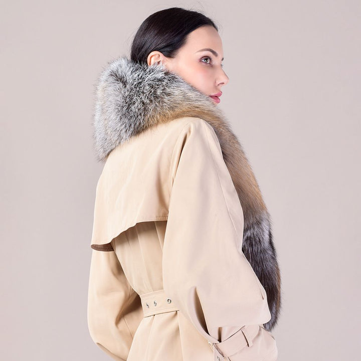 Women's Large Size Real Fox Fur Scarf Winter Luxury Warm Fur Collar