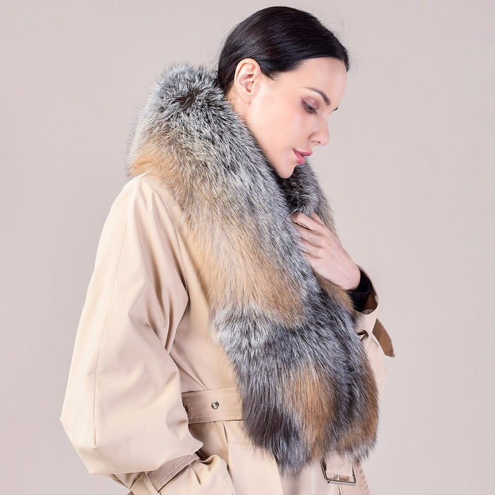 Women's Large Size Real Fox Fur Scarf Winter Luxury Warm Fur Collar