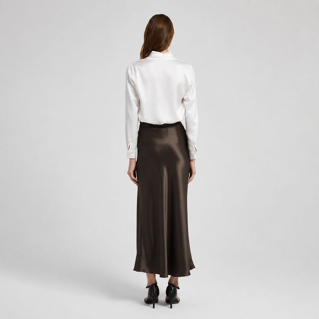 Women's 100% Mulberry Silk Maxi Slip Skirt Elegant High Waist Silk Bias Cut Long Skirt