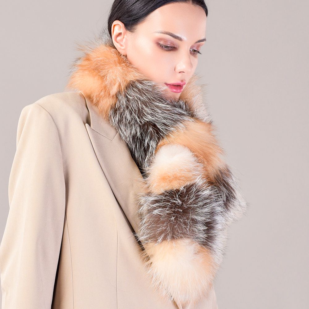 Genuine Fox Fur Scarf Luxe Fluffy Winter Neck Wrap
