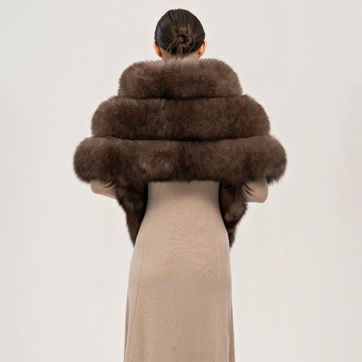 Oversized Women's Luxurious Genuine Fox Fur Shawl Wrap Stole Cape For Evening Dress Wedding Party