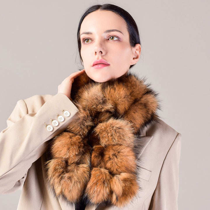 Fluffy Genuine Fox Fur Scarf Women Fashion Winter Warm Neck Wrap