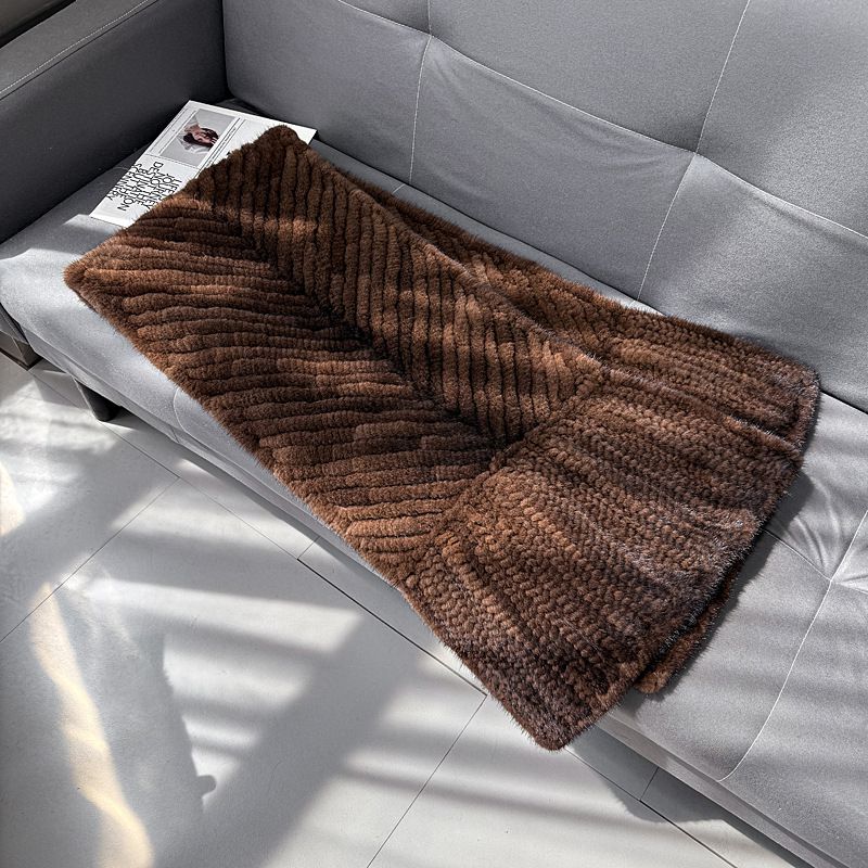 Women’s Real Mink Fur Shawl Genuine Knitted Mink Fur Wrap Stole Shoulder Cape