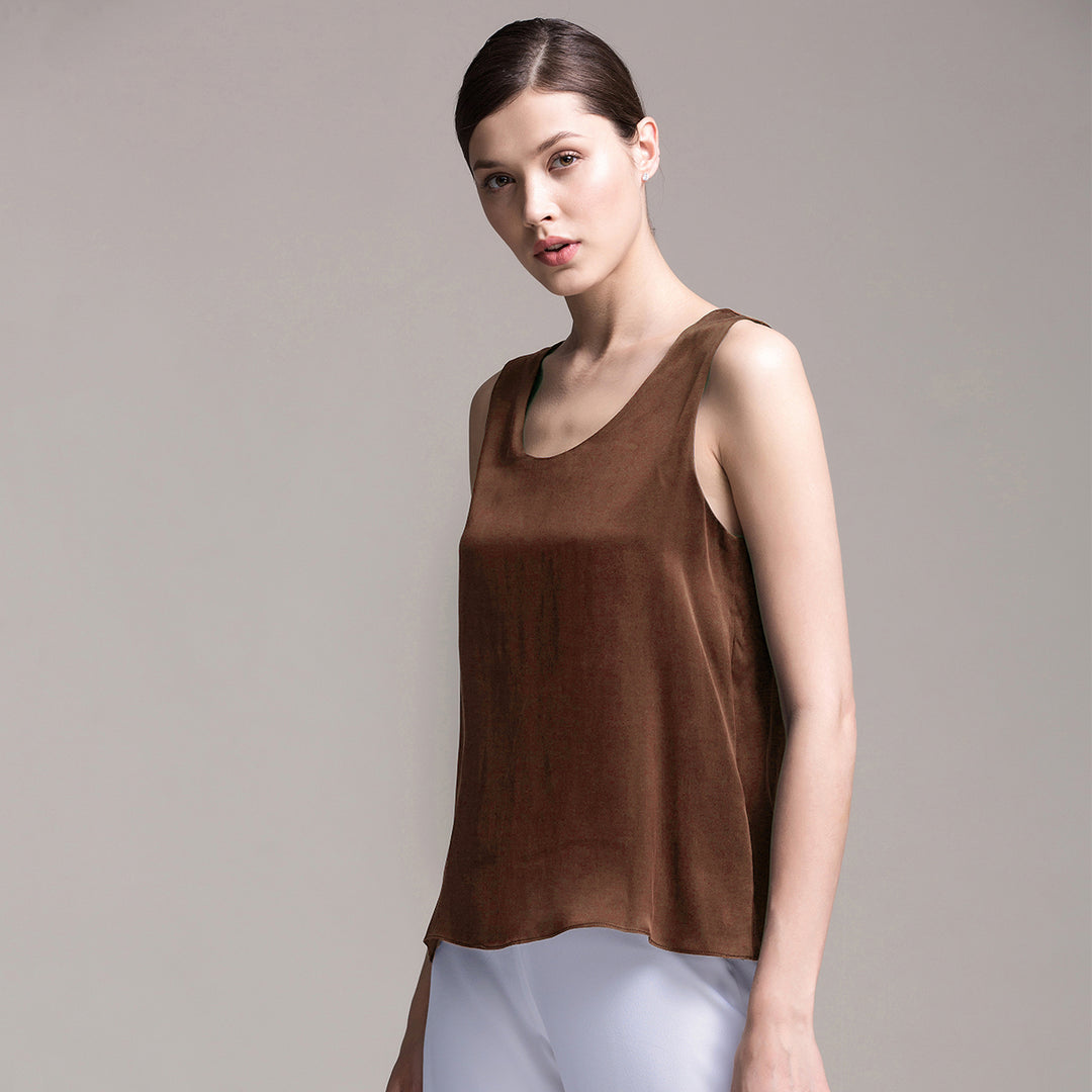 22 Momme Round Neck Silk Tank Top For Women